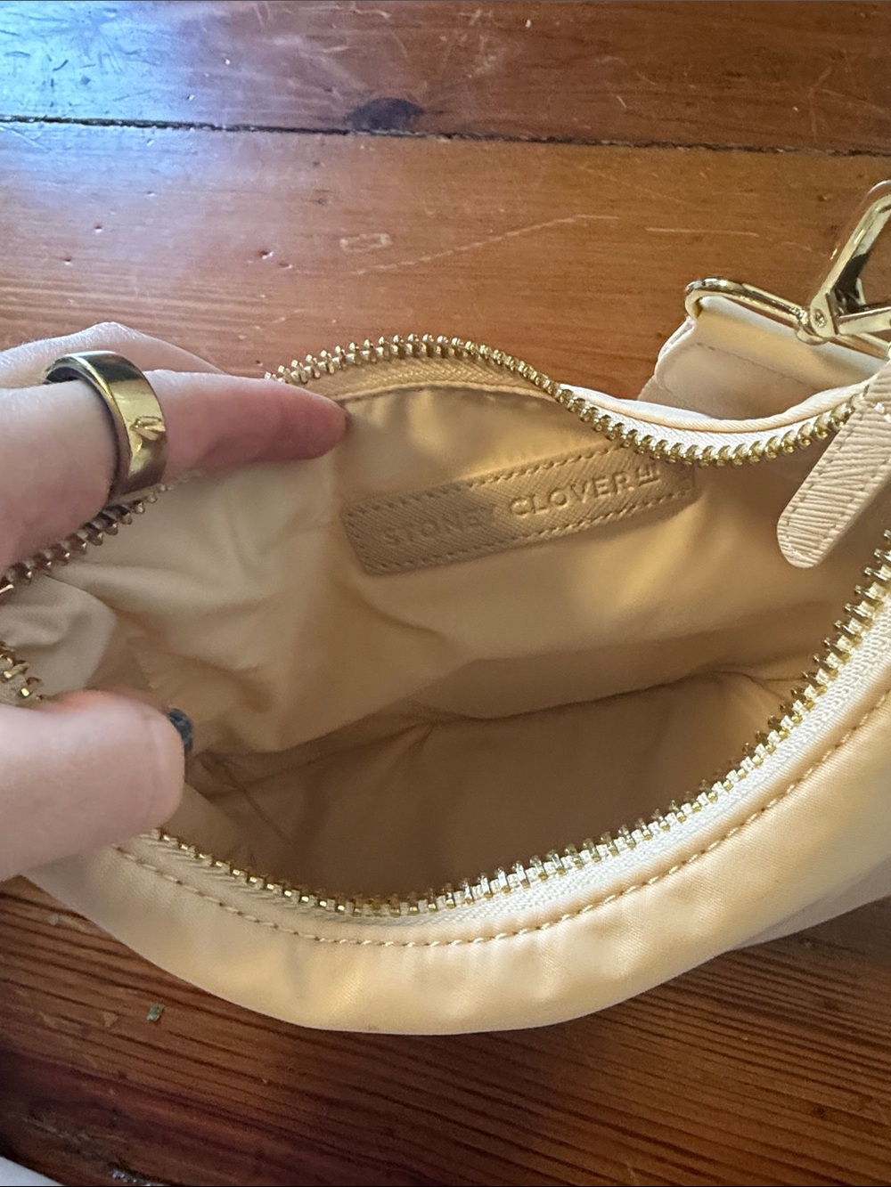 Stoney Clover Cream Shoulder Bag with 2 Wide Straps (1 short and 1 long) - Picture 3 of 5